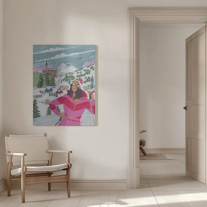 Tableau mural Scène d'hiver Femme à ski - Impression sur toile