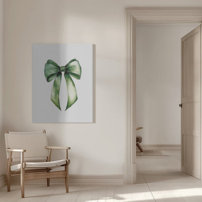 Décoration Murale Nœud Vert Aquarelle Impression sur Toile