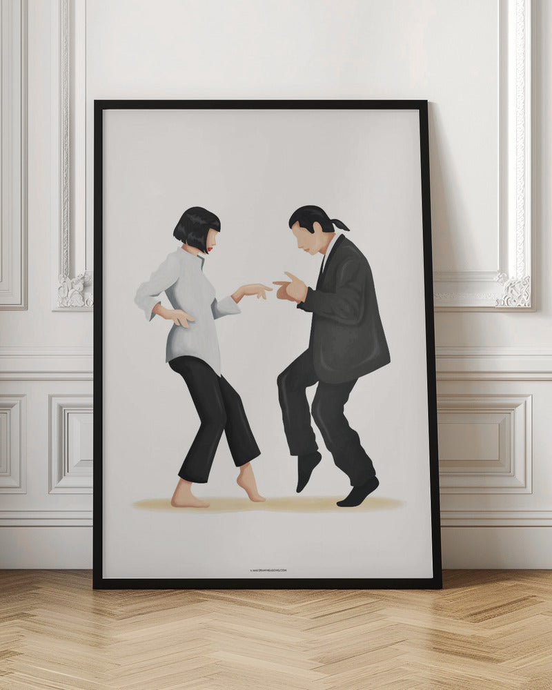 Pulp Fiction Dance Scene Canvas Wall Art | Mia & Vincent Minimalist Pop Culture Print