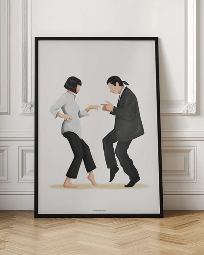 Pulp Fiction Dance Scene Canvas Wall Art | Mia & Vincent Minimalist Pop Culture Print