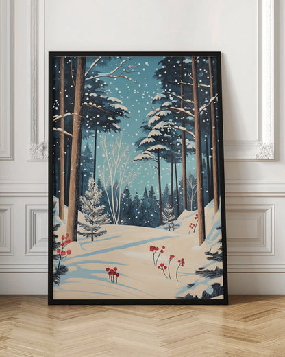 Décoration murale Noël Forêt enneigée Impression sur toile