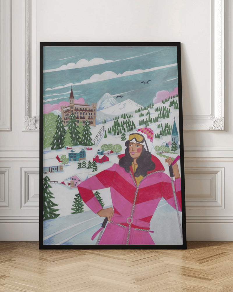 Tableau mural Scène d'hiver Femme à ski - Impression sur toile
