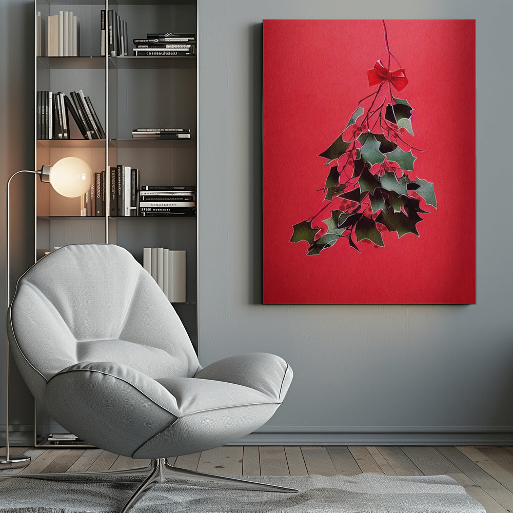 Décoration murale Houx avec nœud rouge