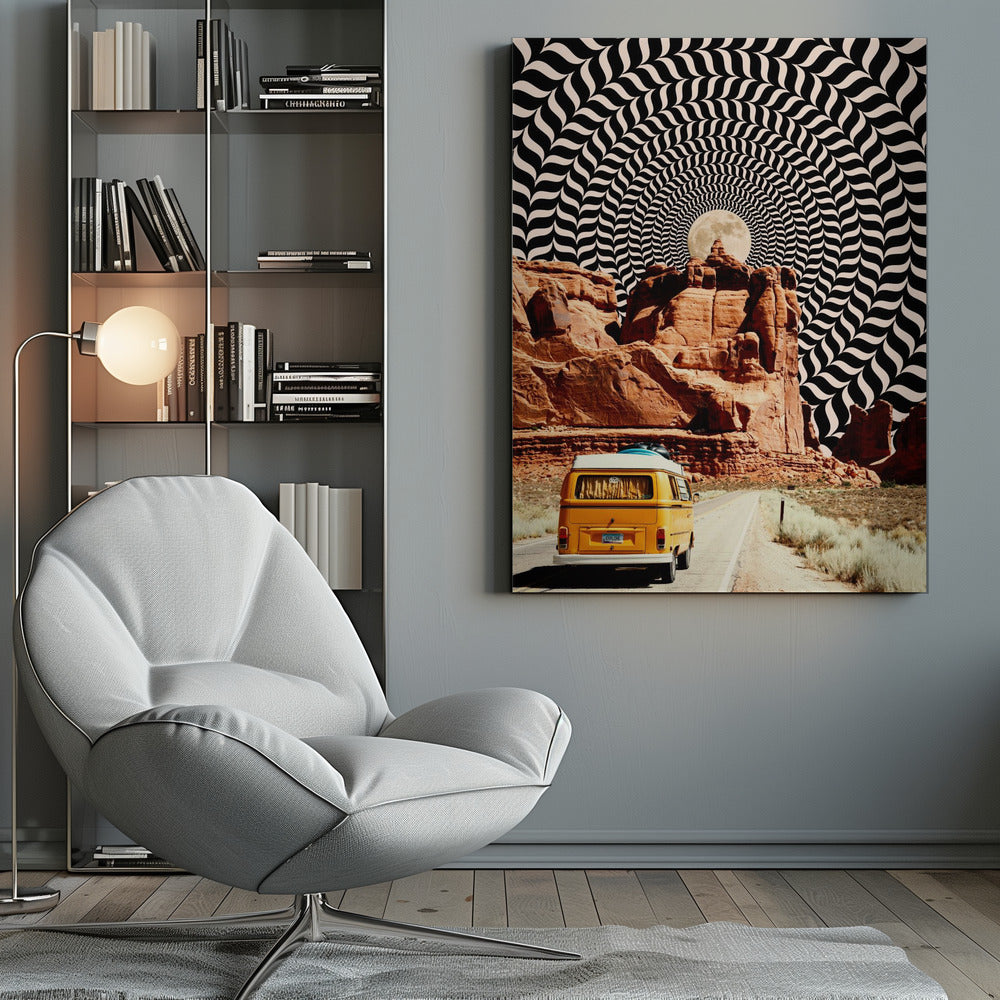 Surreal Desert Road Trip Optical Collage Canvas Wall Art | The Real Road Trip