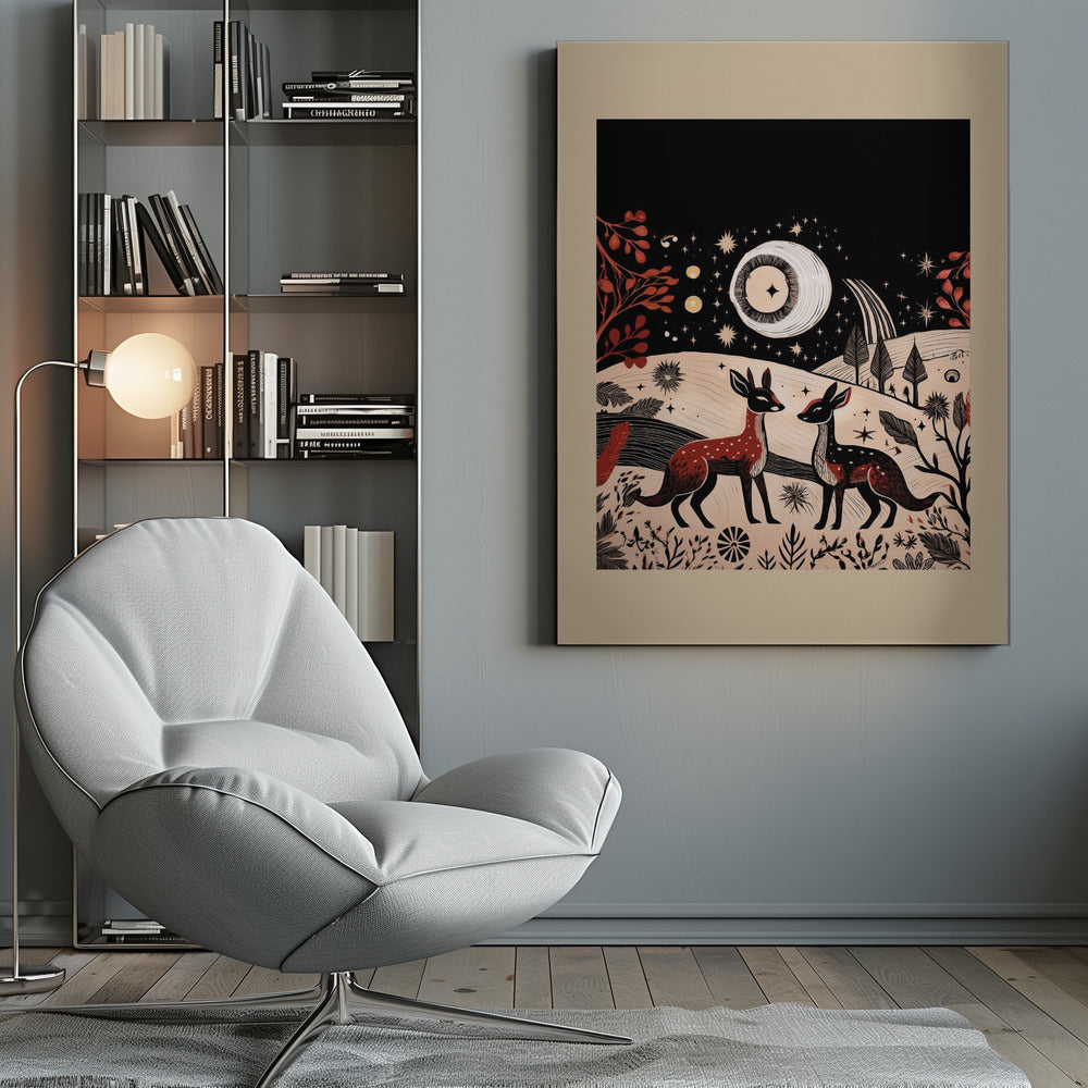 Art mural scandinave Folk et Tricot : Folklore Holiday 2 Impression sur toile
