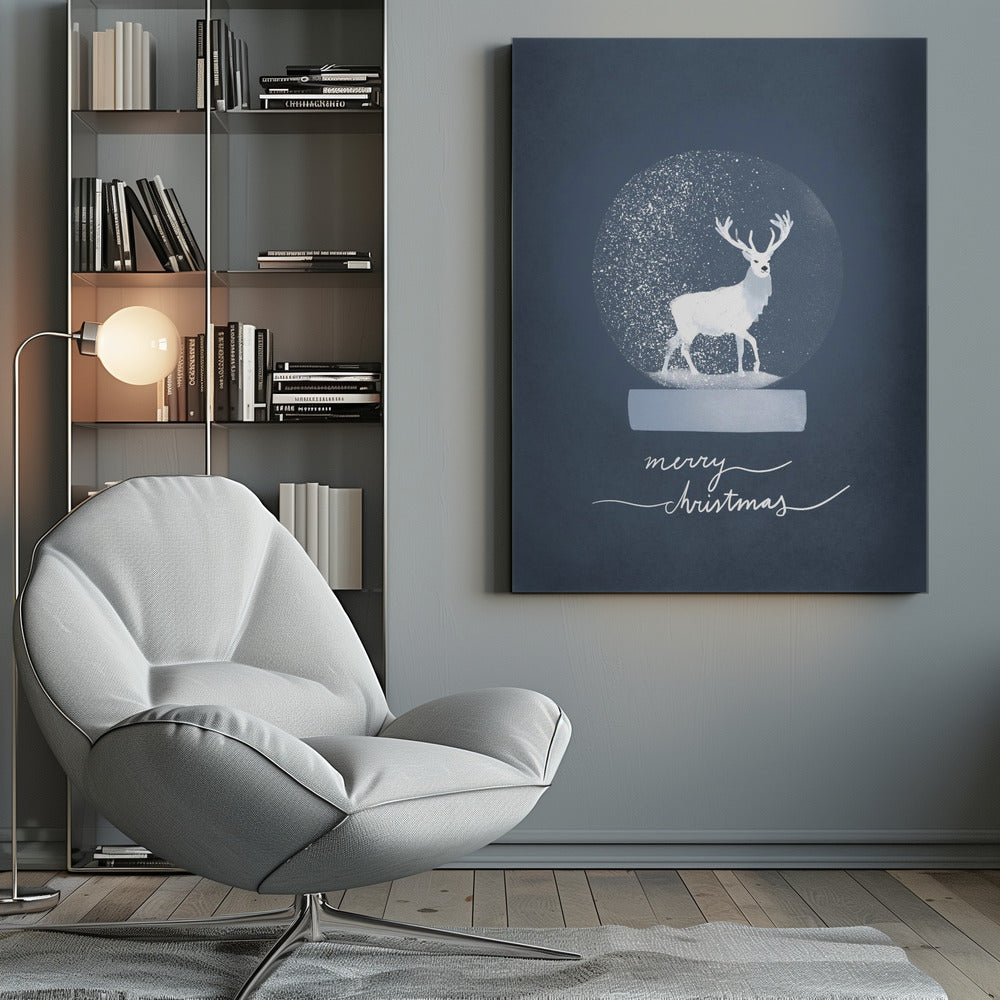Toile murale imprimée cerf boule à neige