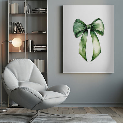 Décoration Murale Nœud Vert Aquarelle Impression sur Toile