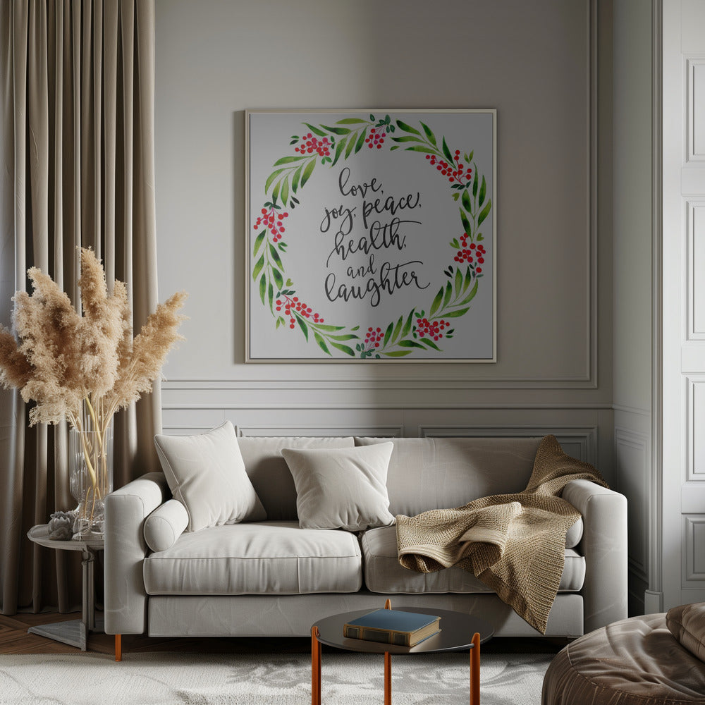 Décoration murale Couronne aquarelle avec vœux de fin d'année