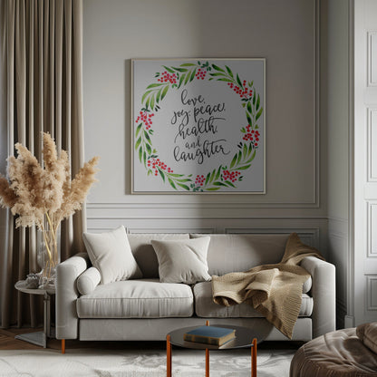 Décoration murale Couronne aquarelle avec vœux de fin d'année