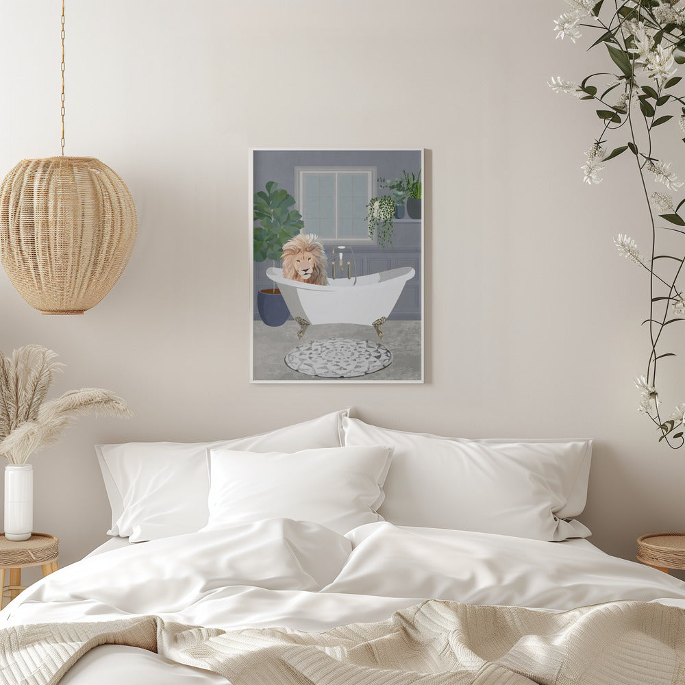 Impression sur toile Lion prenant un bain