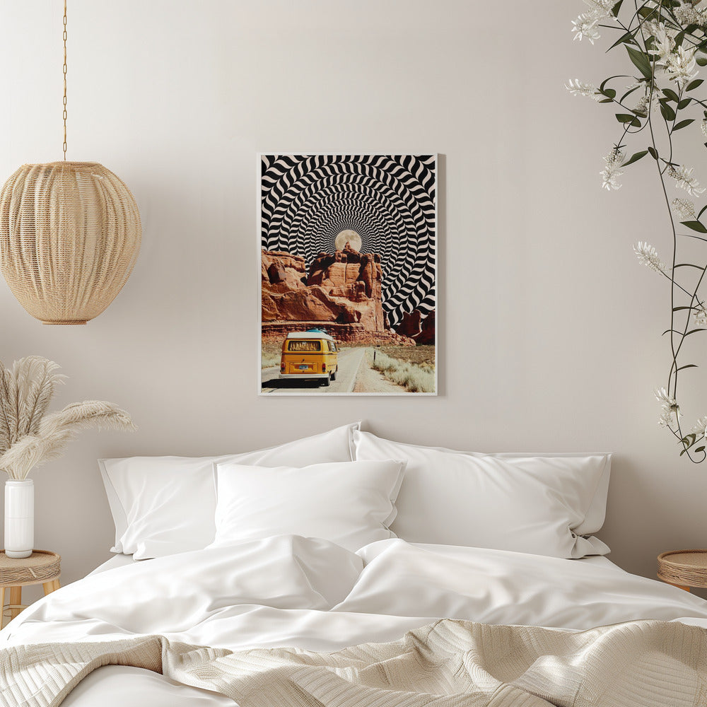 Surreal Desert Road Trip Optical Collage Canvas Wall Art | The Real Road Trip