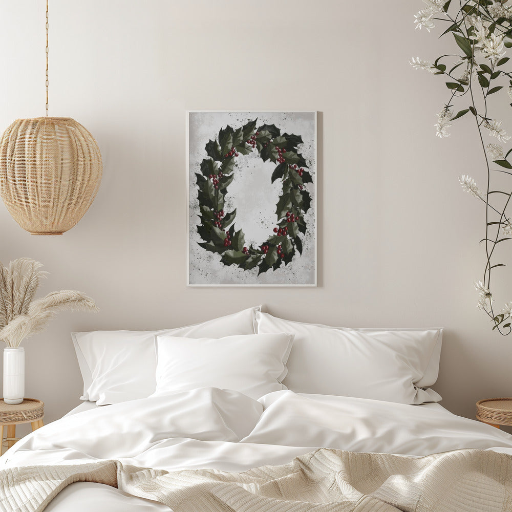 Décoration murale Éclaboussures Couronne de houx Impression sur toile