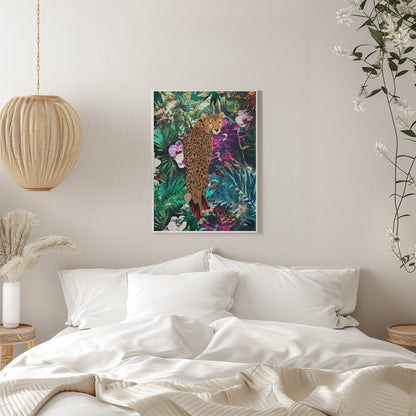 Décoration murale Jungle tropicale et florale - Guépard à talons