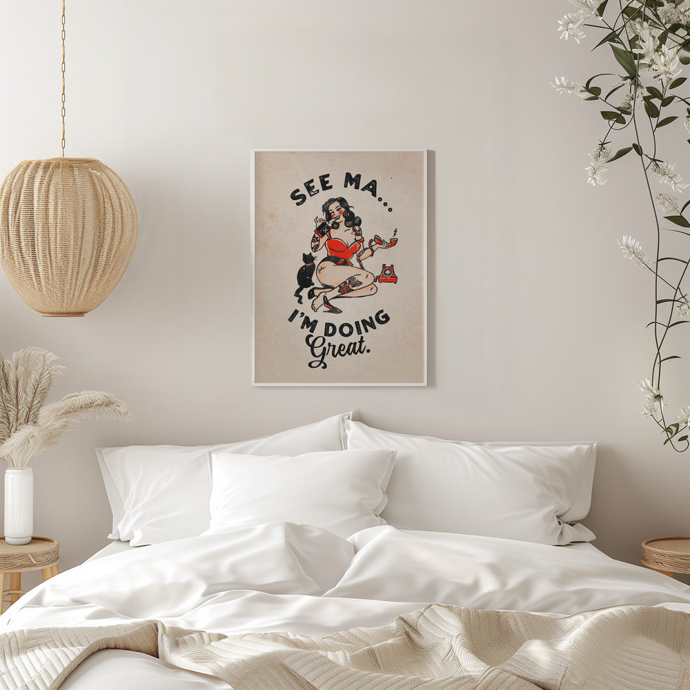 Art mural Affiche See Ma Drôle de Pin-up Vintage &amp; Chat