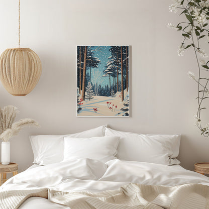 Décoration murale Noël Forêt enneigée Impression sur toile