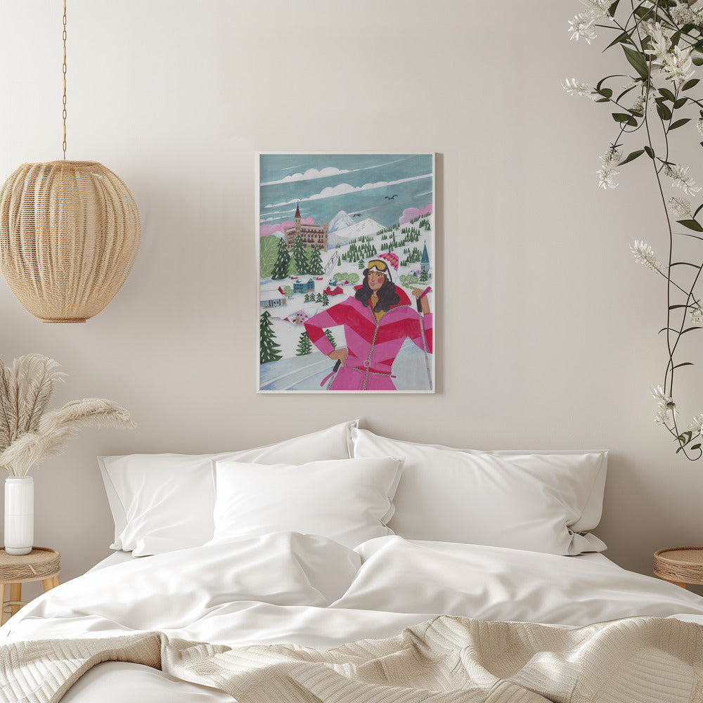 Tableau mural Scène d'hiver Femme à ski - Impression sur toile