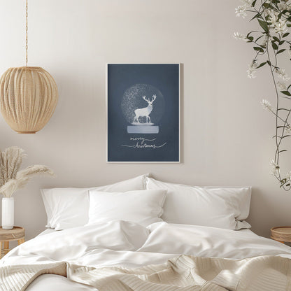 Toile murale imprimée cerf boule à neige