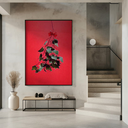 Décoration murale Houx avec nœud rouge