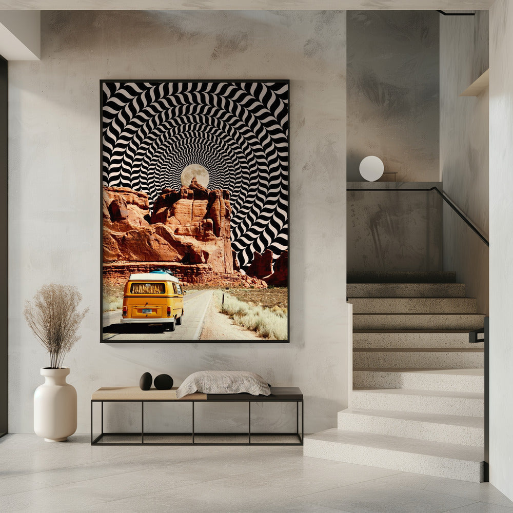 Surreal Desert Road Trip Optical Collage Canvas Wall Art | The Real Road Trip