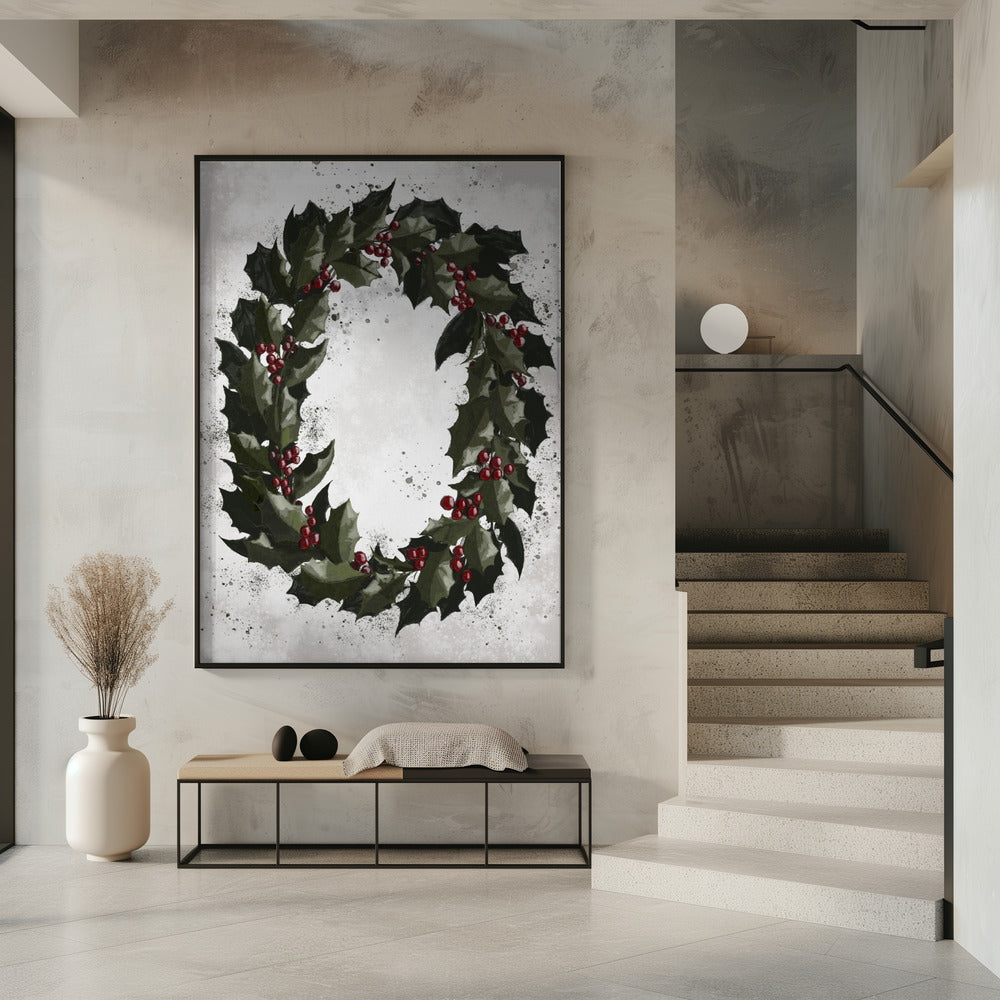 Décoration murale Éclaboussures Couronne de houx Impression sur toile