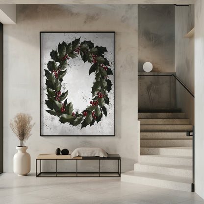 Décoration murale Éclaboussures Couronne de houx Impression sur toile