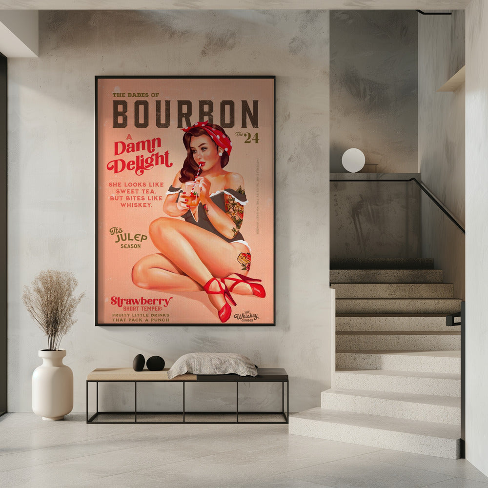 Décoration murale Babes of Bourbon Vol 22 Pin-up vintage buvant un cocktail