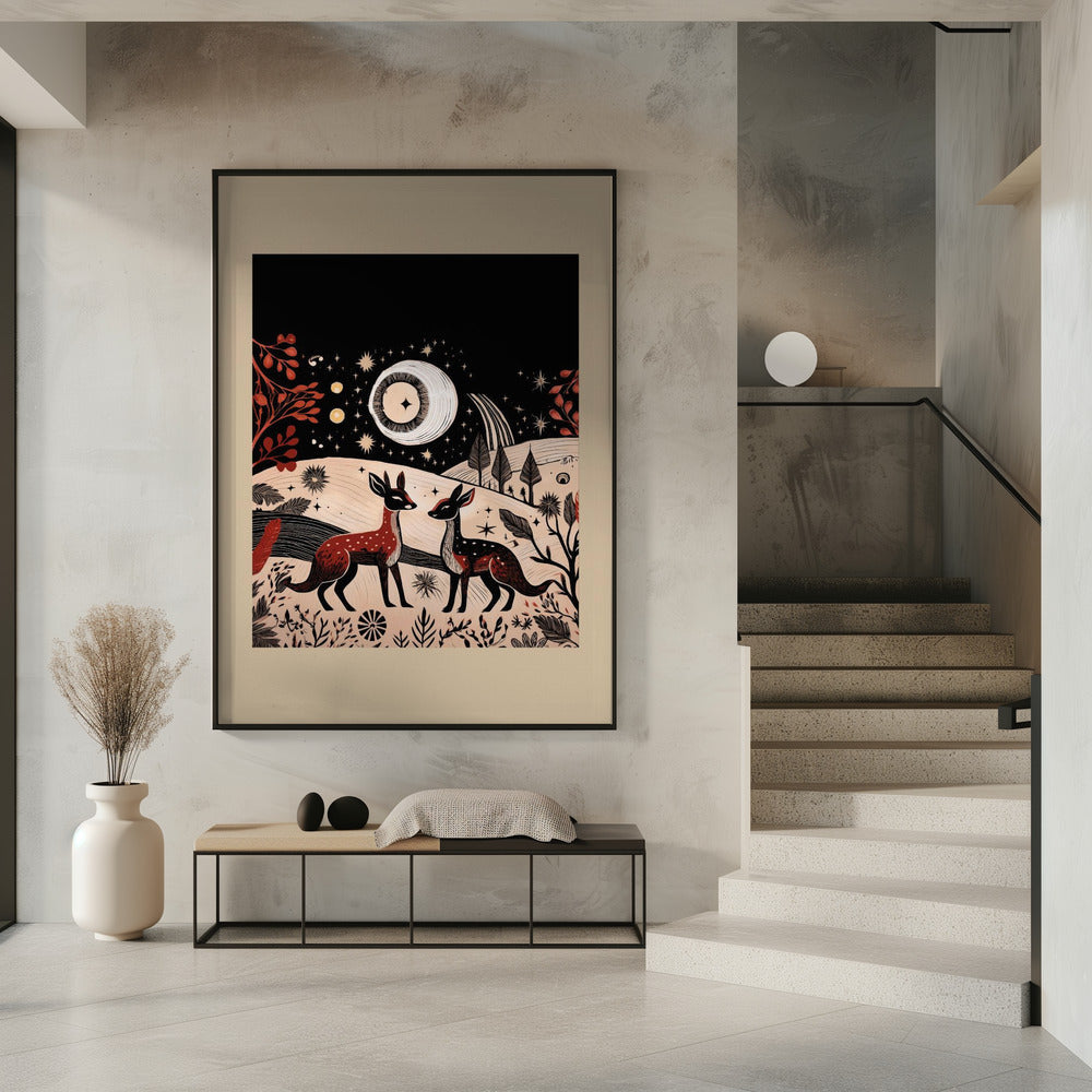 Art mural scandinave Folk et Tricot : Folklore Holiday 2 Impression sur toile