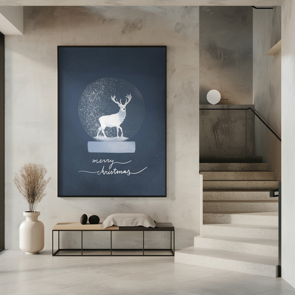 Toile murale imprimée cerf boule à neige