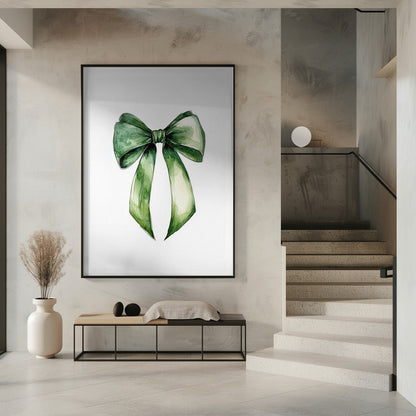 Décoration Murale Nœud Vert Aquarelle Impression sur Toile