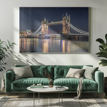 London Tower Bridge Illuminated at Night Canvas Wall Art
