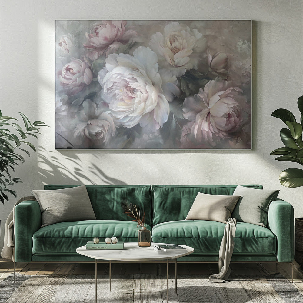 Pastel Pink and White Floral Bouquet Canvas Wall Art | Poster Flower Paint 5