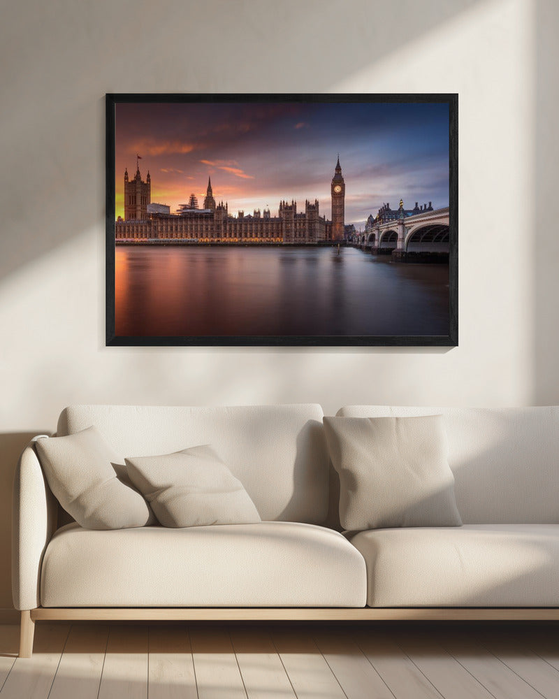Palace of Westminster at Sunset Canvas Wall Art | London Palace of Westminster Sunset