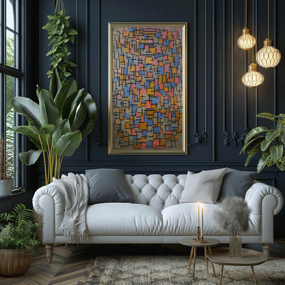 Piet Mondrian Composition (1916) Art Print: Vintage Mid-Century Modern Giclee Print (2x1)