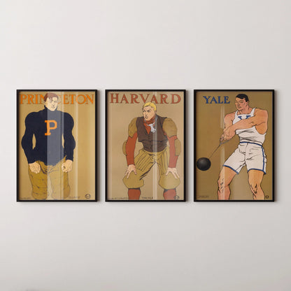 Princeton Yale and Harvard STATEMENT TRIO Edward Penfield College Posters | Vintage Art (Available Framed)