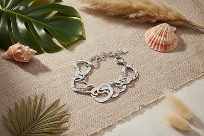 Linked Heart Bracelet - Grey Stainless Steel