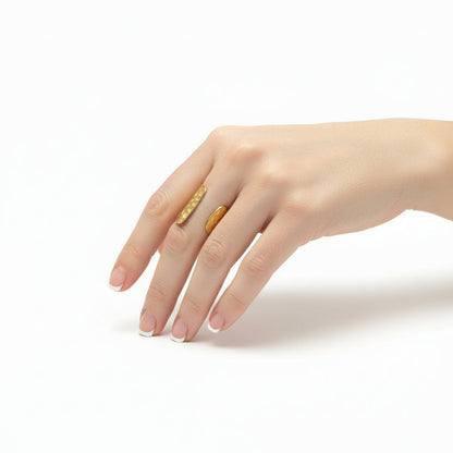 Beaten Cuff Ring - Gold Stainless Steel