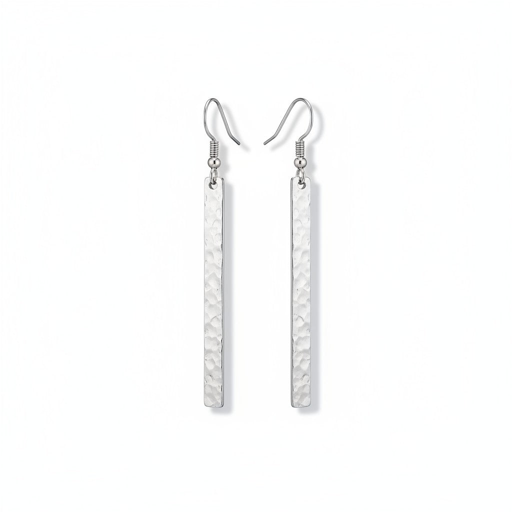 Boucle d'oreille barre métallique - Couleur argent