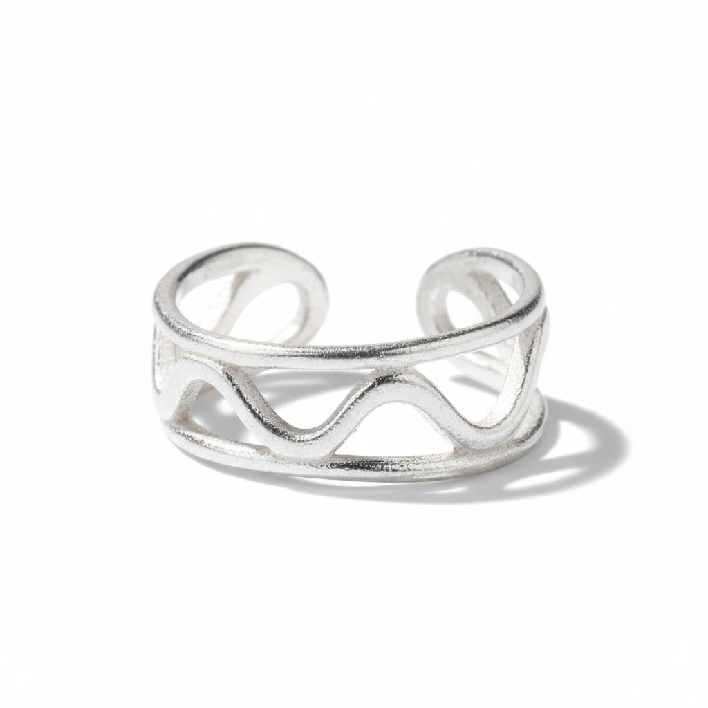 Wavy Styled Ring - Silver Plate