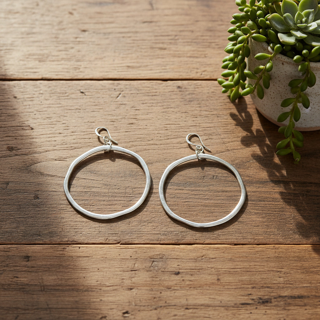 Hoop Earrings In Silver Plate