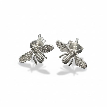 Boucles d'oreilles clous abeille en plaqué argent
