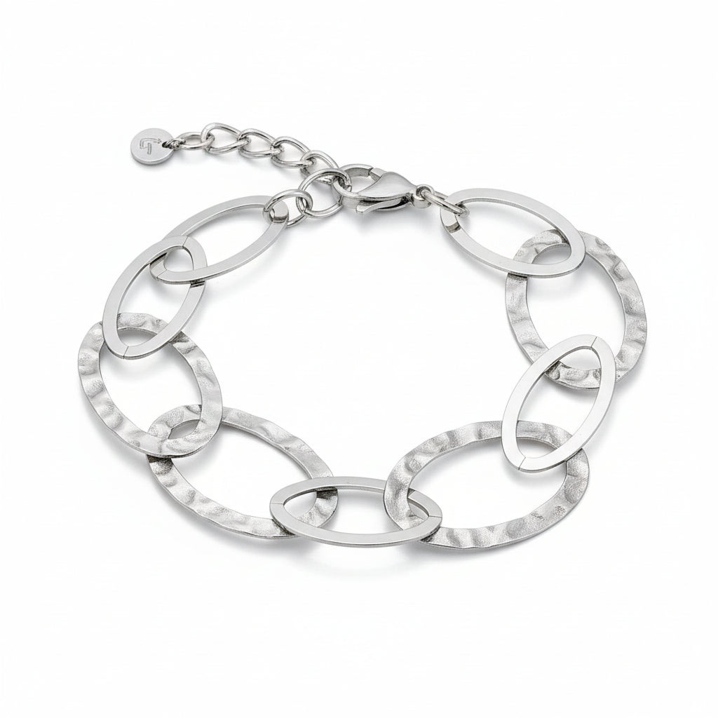 Bracelet maillons ovales - Acier inoxydable gris