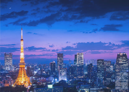 Tokyo Tower Blue Hour Skyline Canvas Wall Art | Tokyo night view