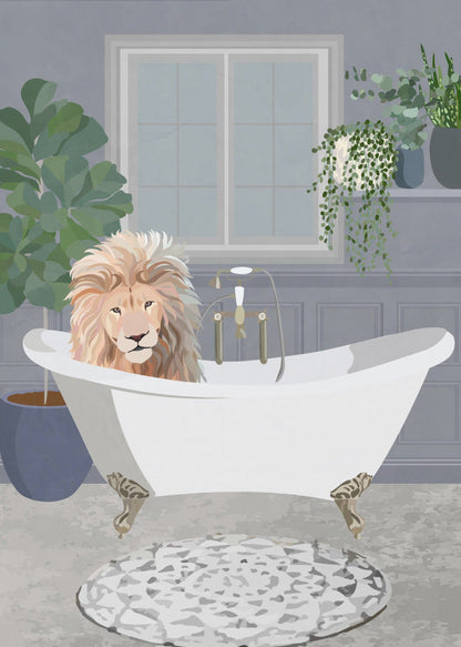Impression sur toile Lion prenant un bain