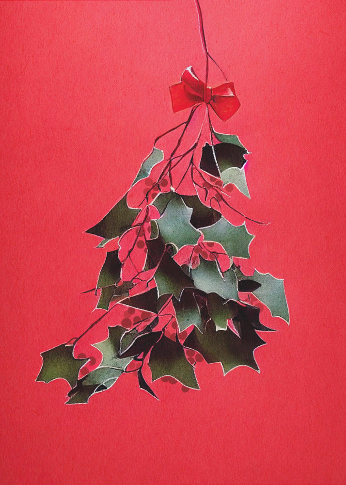 Décoration murale Houx avec nœud rouge