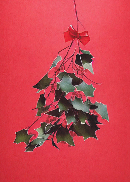 Décoration murale Houx avec nœud rouge