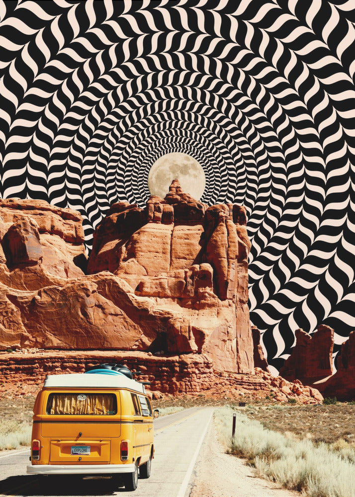 Surreal Desert Road Trip Optical Collage Canvas Wall Art | The Real Road Trip