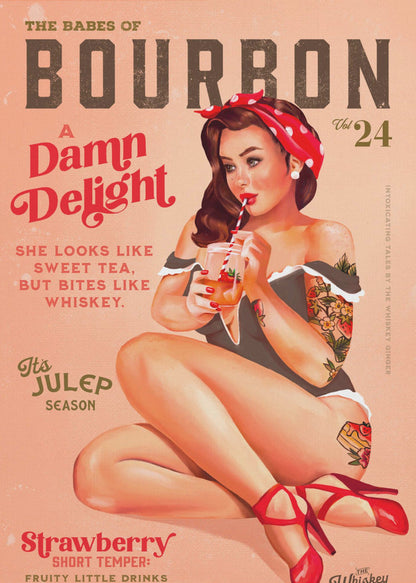 Décoration murale Babes of Bourbon Vol 22 Pin-up vintage buvant un cocktail
