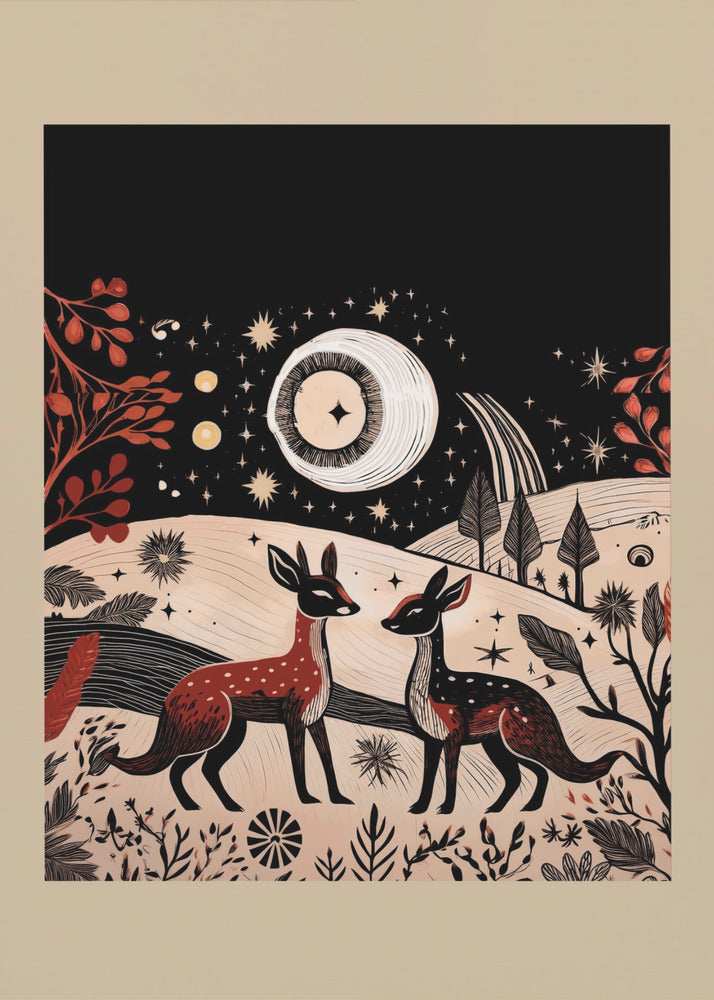 Art mural scandinave Folk et Tricot : Folklore Holiday 2 Impression sur toile