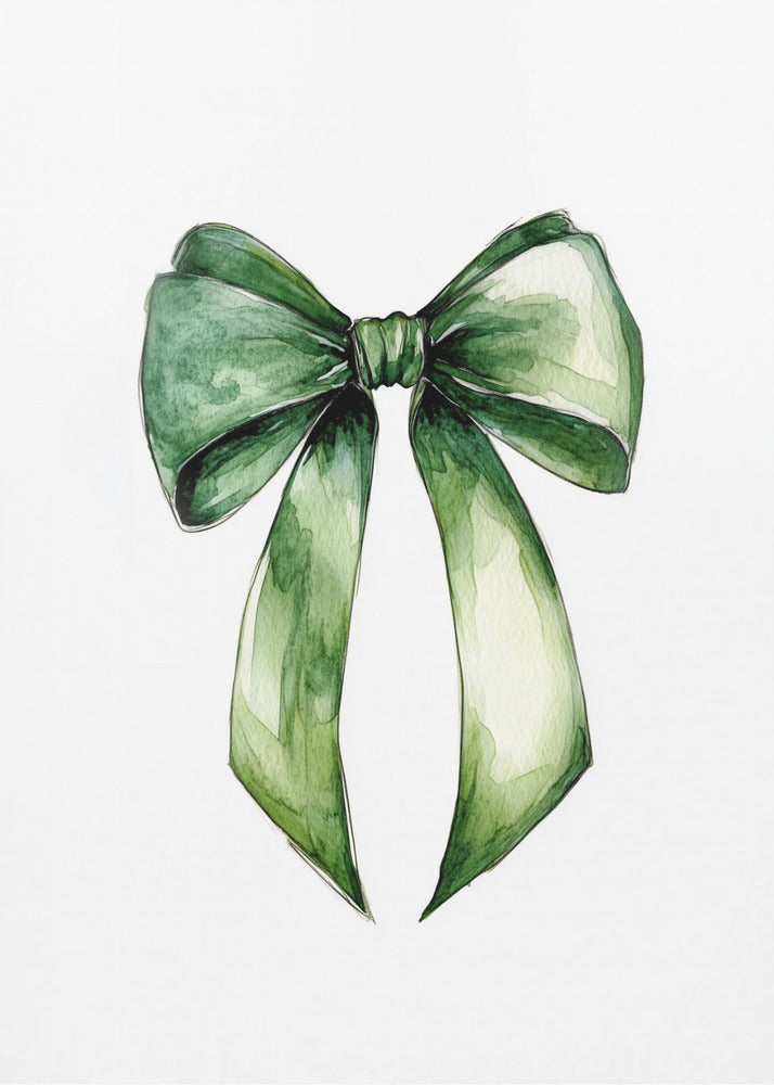 Décoration Murale Nœud Vert Aquarelle Impression sur Toile