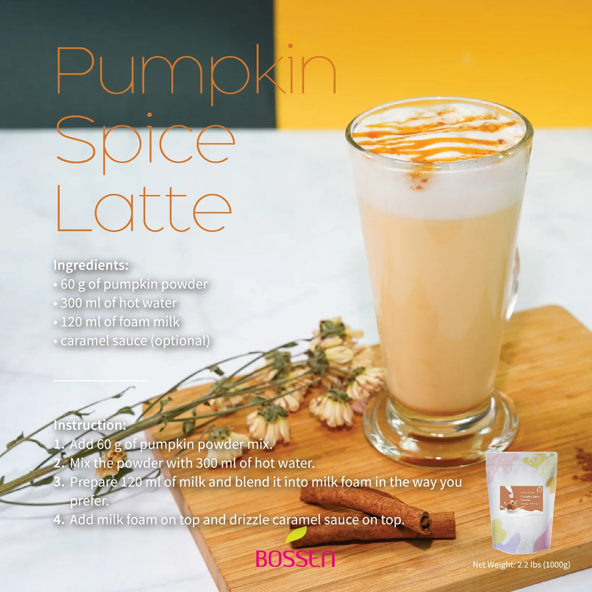 Pumpkin Spice Beverage Mix |  All in One | NEW | 2.2 Lbs. Bag - Bossen Canada - Ships Free Within Canada on Orders Above CAD $199